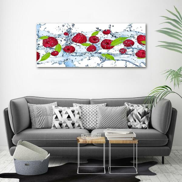 Wall art on glass Raspberries and water