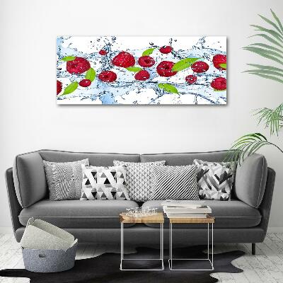 Wall art on glass Raspberries and water