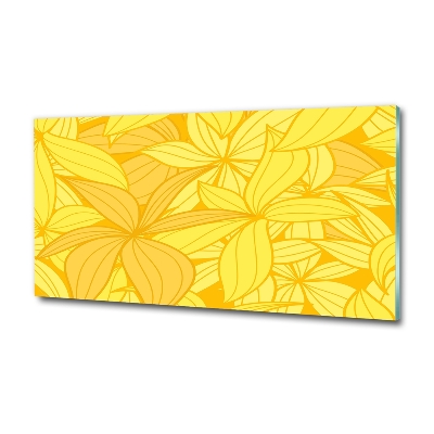 Glass art print Yellow flowers background