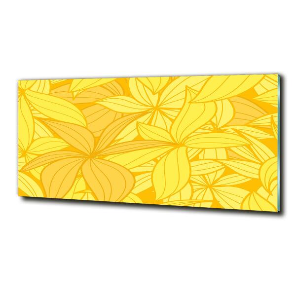 Glass art print Yellow flowers background