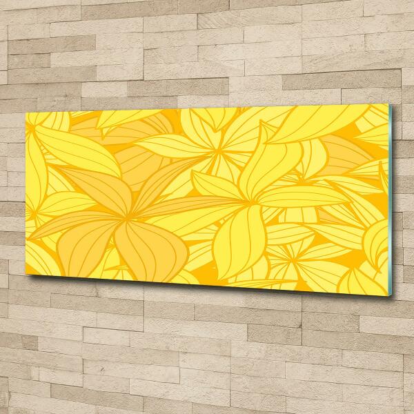 Glass art print Yellow flowers background