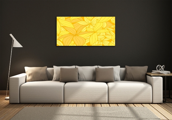 Glass art print Yellow flowers background