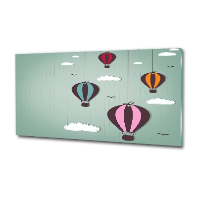 Glass picture wall art Flying balloons