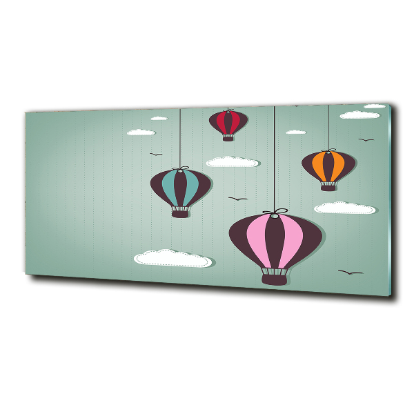 Glass picture wall art Flying balloons