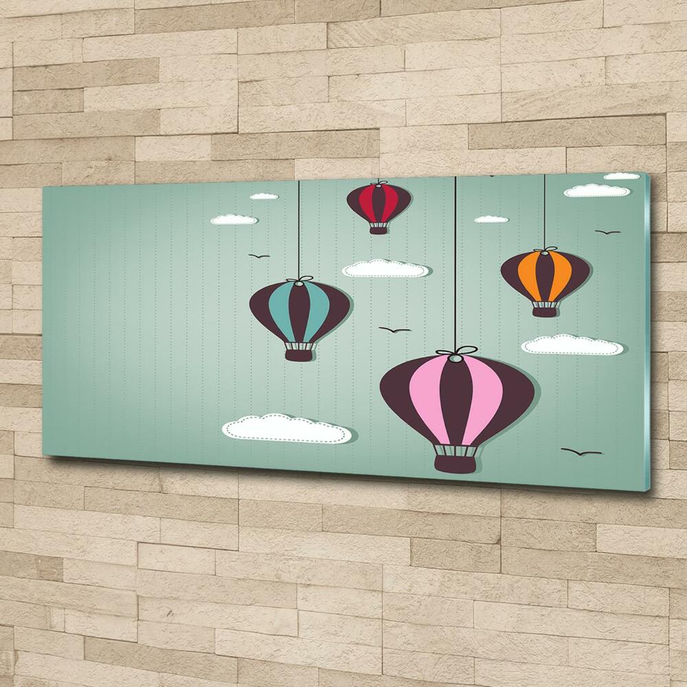 Glass picture wall art Flying balloons