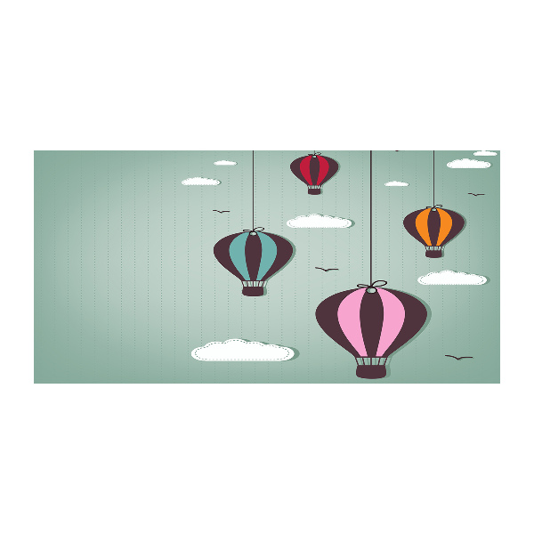 Glass picture wall art Flying balloons