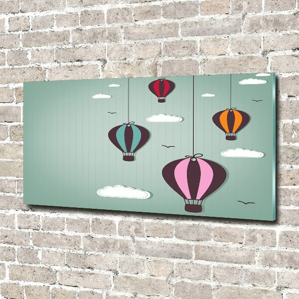 Glass picture wall art Flying balloons