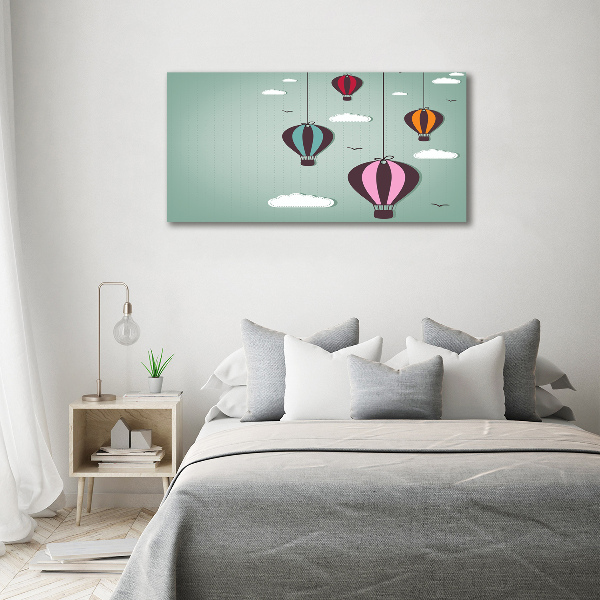 Glass picture wall art Flying balloons