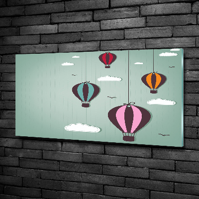 Glass picture wall art Flying balloons