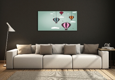 Glass picture wall art Flying balloons