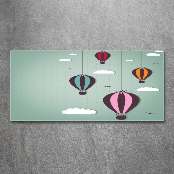 Glass picture wall art Flying balloons