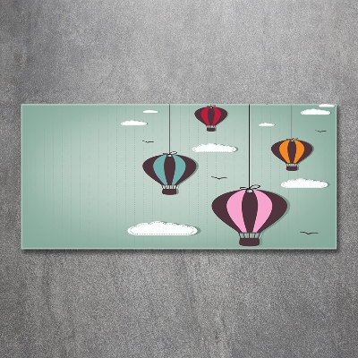 Glass picture wall art Flying balloons