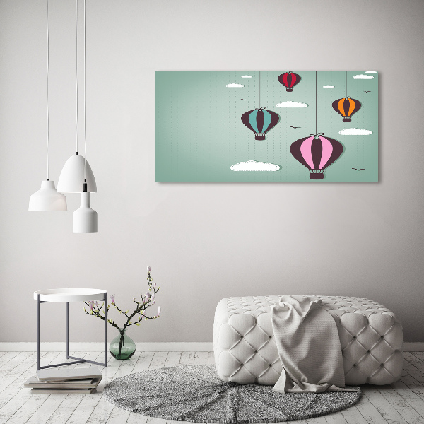 Glass picture wall art Flying balloons