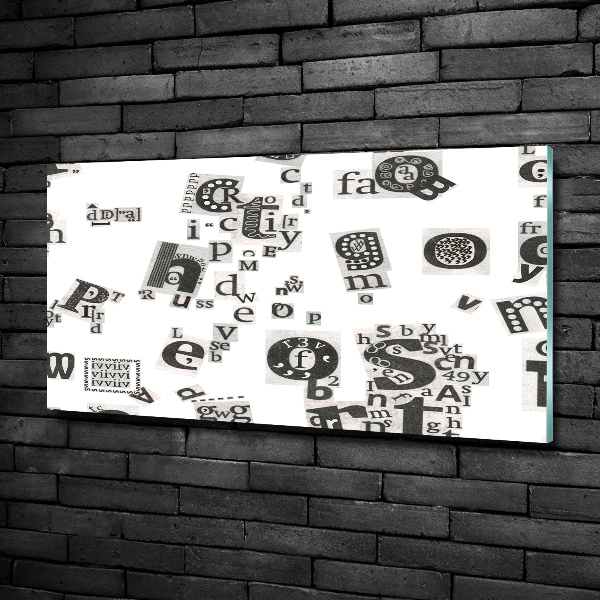 Glass picture wall art Letters from the newspaper