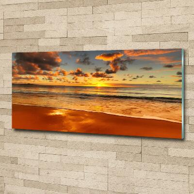 Glass picture wall art Sunset beach