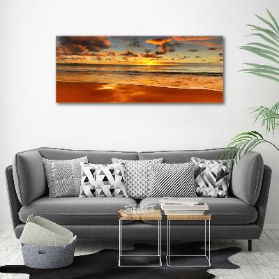 Glass picture wall art Sunset beach