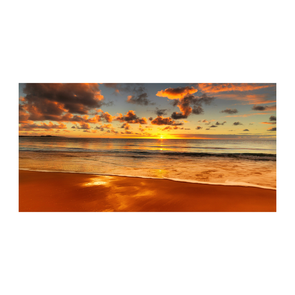 Glass picture wall art Sunset beach