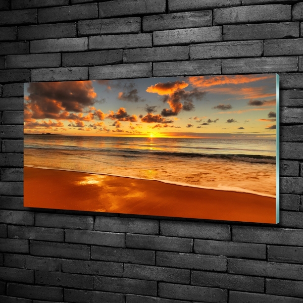 Glass picture wall art Sunset beach