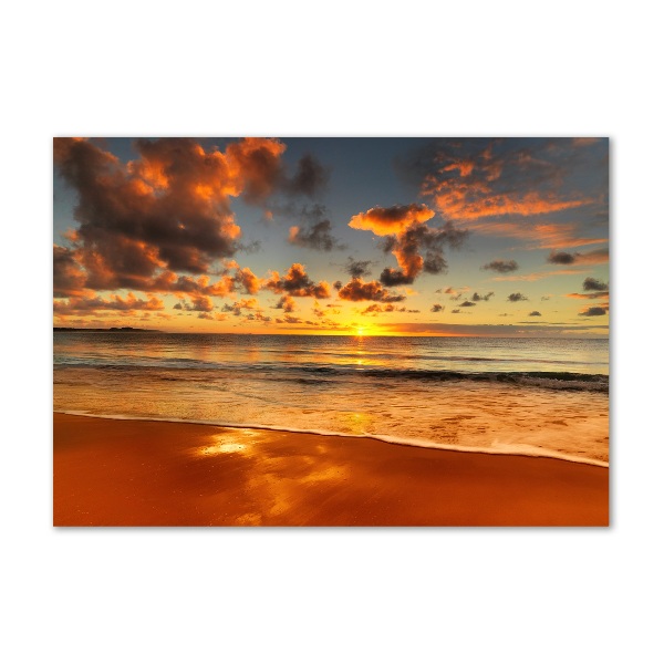 Glass picture wall art Sunset beach