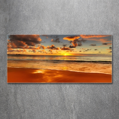 Glass picture wall art Sunset beach