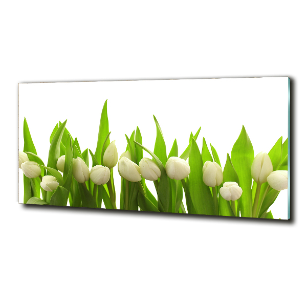 Photo printed on glass White tulips