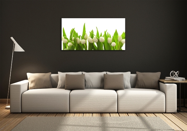 Photo printed on glass White tulips