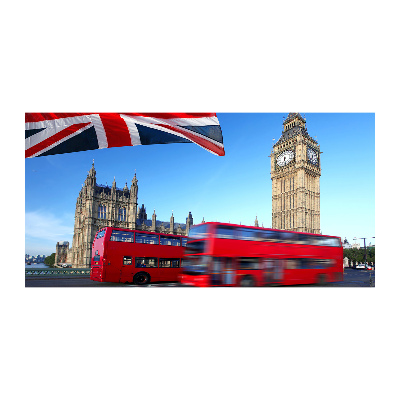 Printed glass wall art Bus in london