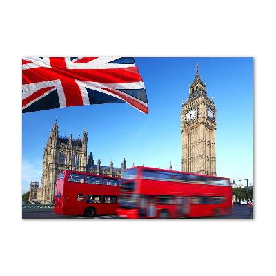 Printed glass wall art Bus in london