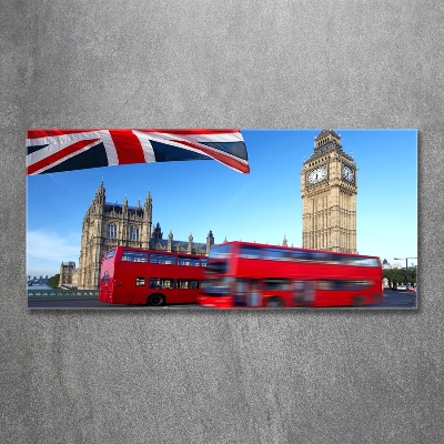 Printed glass wall art Bus in london