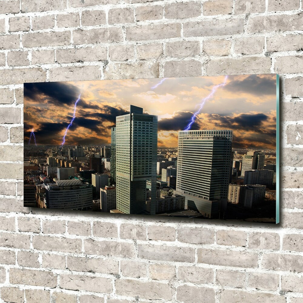 Glass art print Storm over warsaw