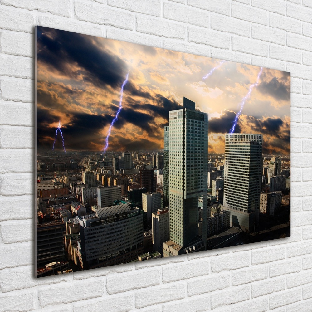 Glass art print Storm over warsaw