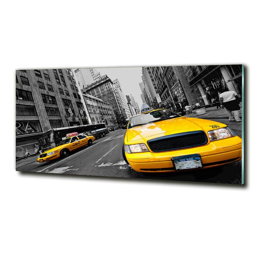 Printed glass wall art New york taxis