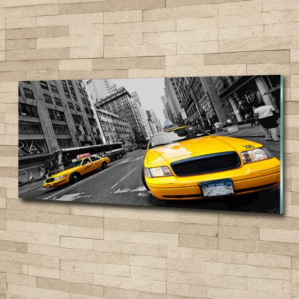 Printed glass wall art New york taxis