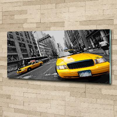 Printed glass wall art New york taxis