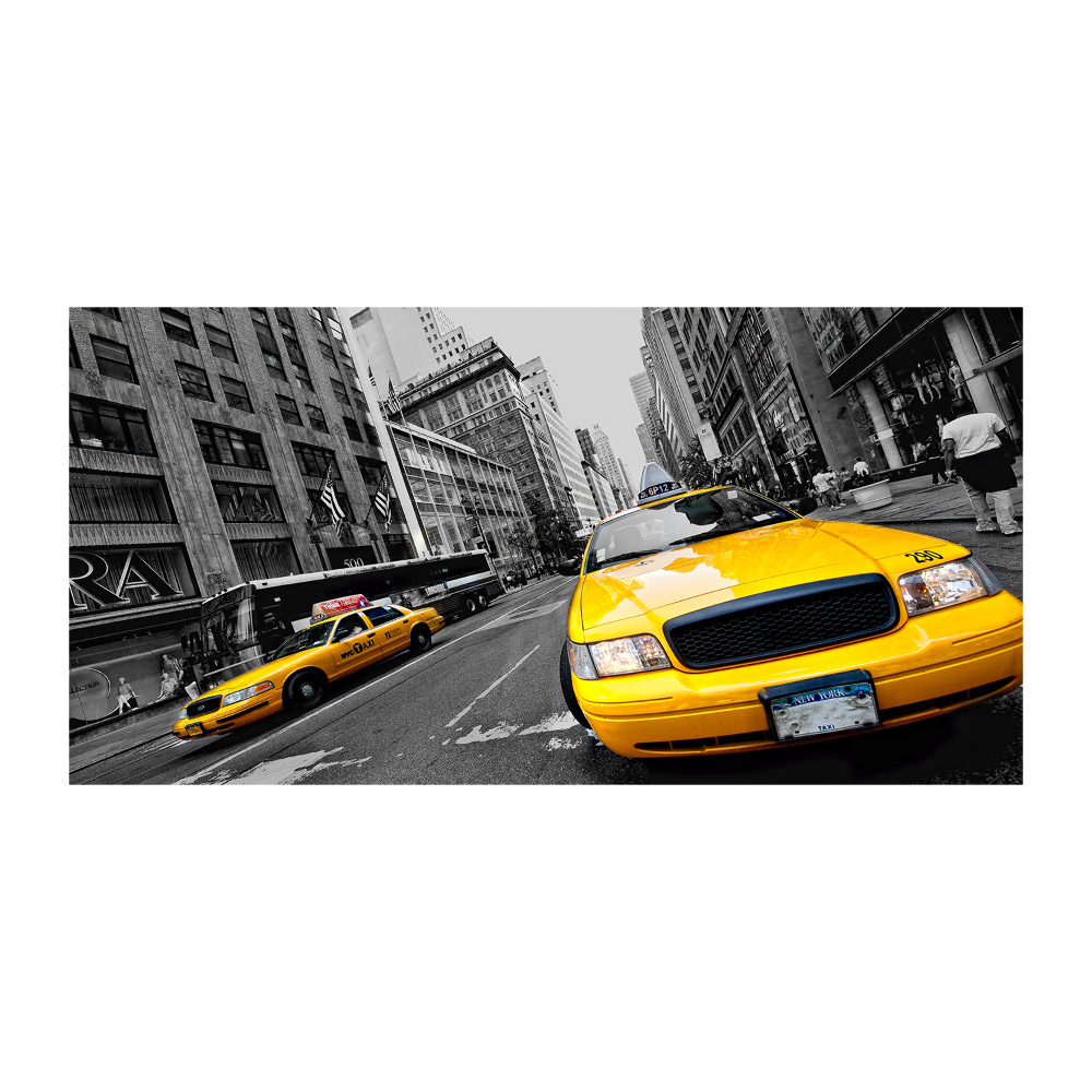 Printed glass wall art New york taxis