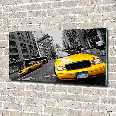 Printed glass wall art New york taxis