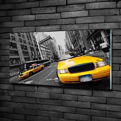 Printed glass wall art New york taxis