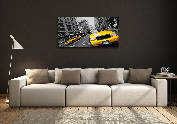 Printed glass wall art New york taxis