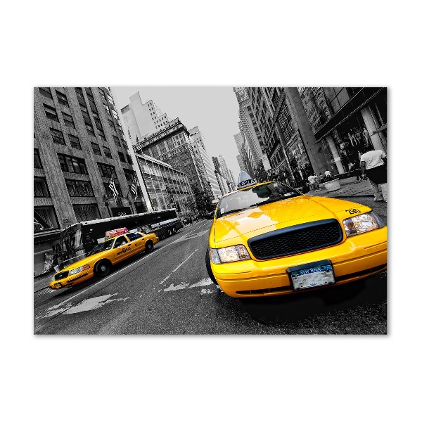 Printed glass wall art New york taxis