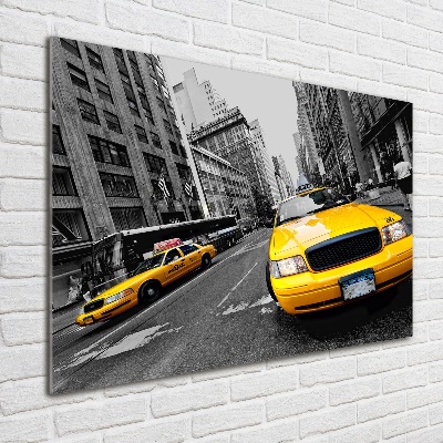 Printed glass wall art New york taxis