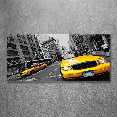 Printed glass wall art New york taxis