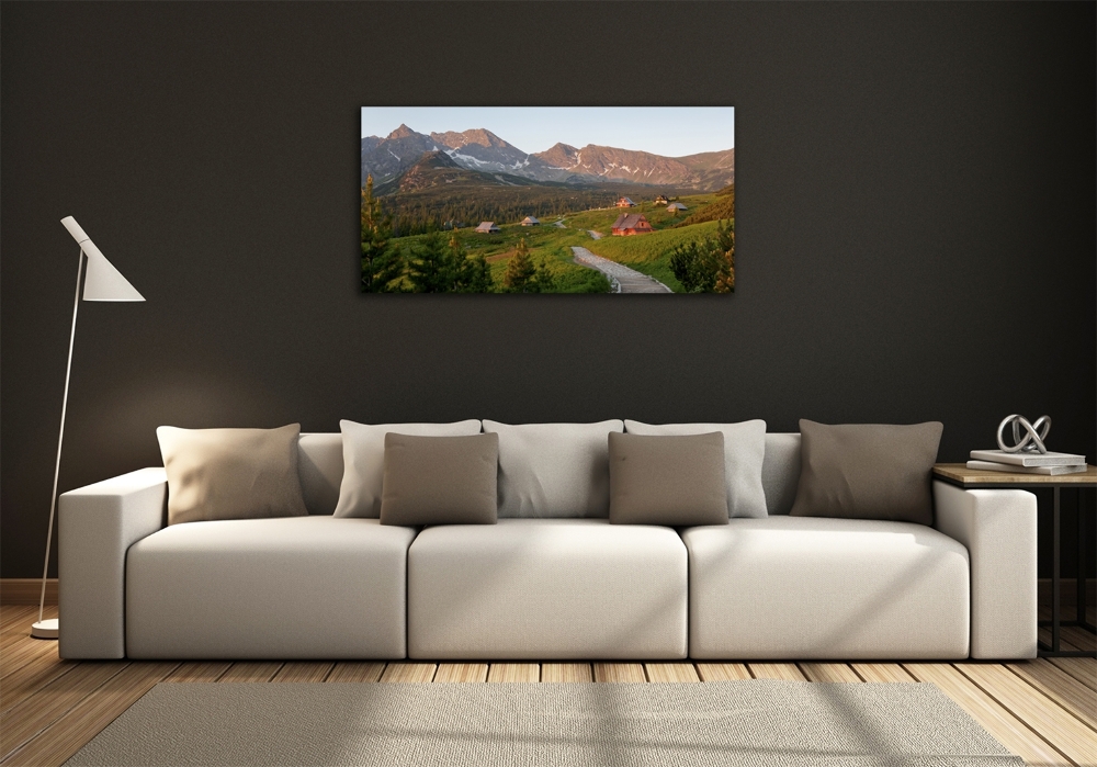 Glass picture wall art Glade in the tatra mountains