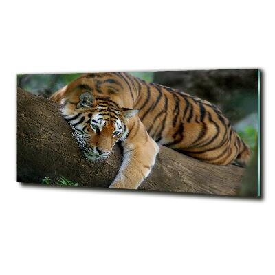 Glass art picture Tiger on a tree