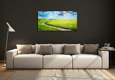 Printed glass wall art Path in the meadow