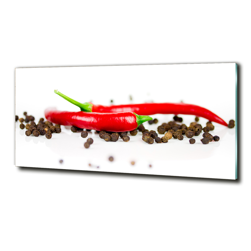 Glass wall art Chilli and pepper