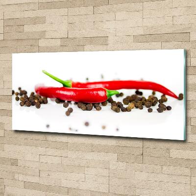 Glass wall art Chilli and pepper