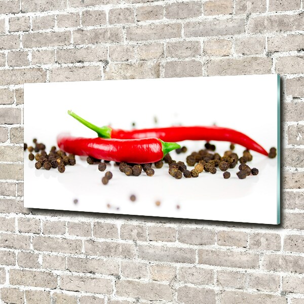 Glass wall art Chilli and pepper