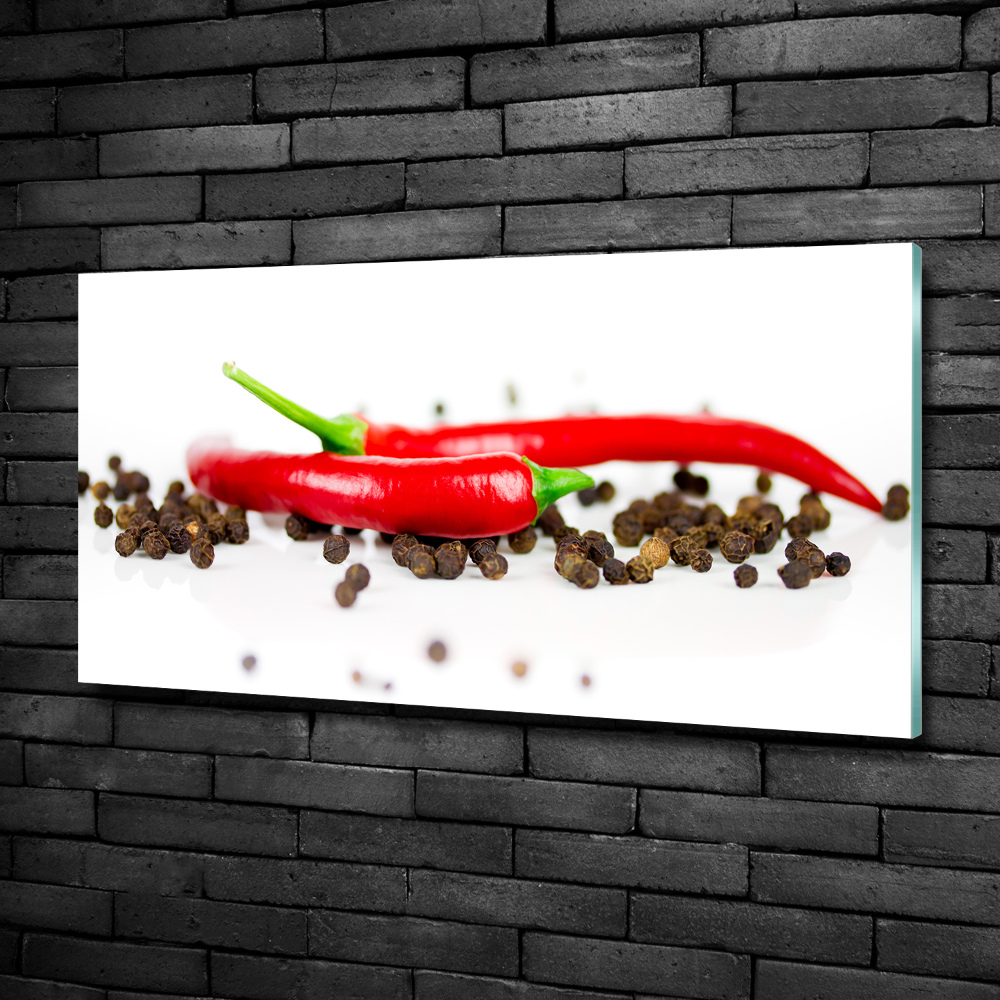 Glass wall art Chilli and pepper