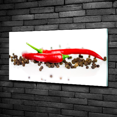 Glass wall art Chilli and pepper