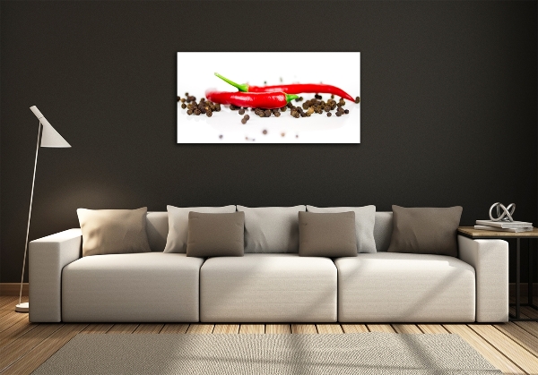 Glass wall art Chilli and pepper